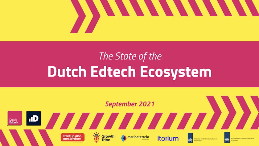 Front cover of The State of the Dutch Edtech ecosystem report by the new Dutch Edtech organization, and Dealroom